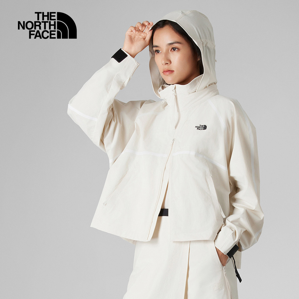The North Face北面UE女款米白色DWR防潑水可調節收納連帽防風外套｜8CJ6QLI_9