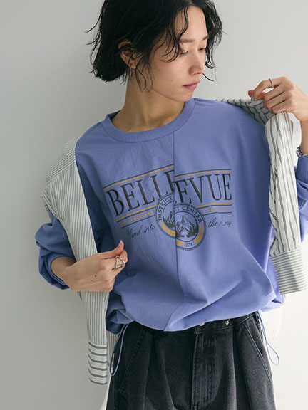 不對稱刺繡標誌圖騰拼接上衣(06000283000) - Green Parks