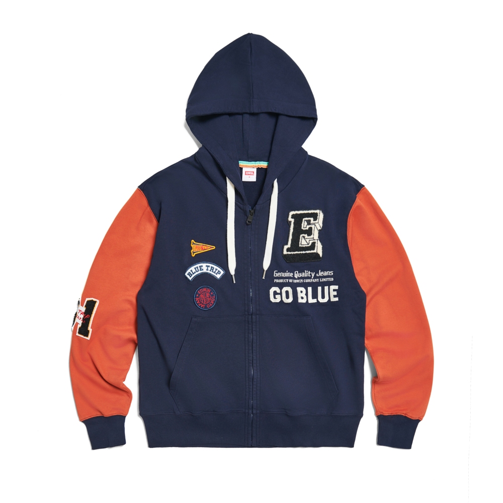 EDWIN｜BLUE TRIP｜男裝｜寬版撞色連帽長袖T恤