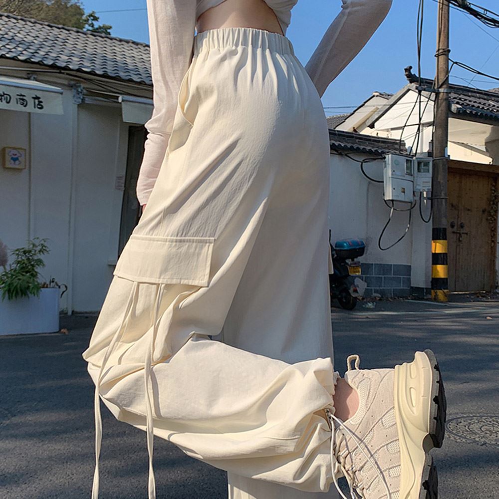 【MsMore】工裝高腰機能辣妹美式高街寬鬆降落傘闊腿長褲# 124529_4