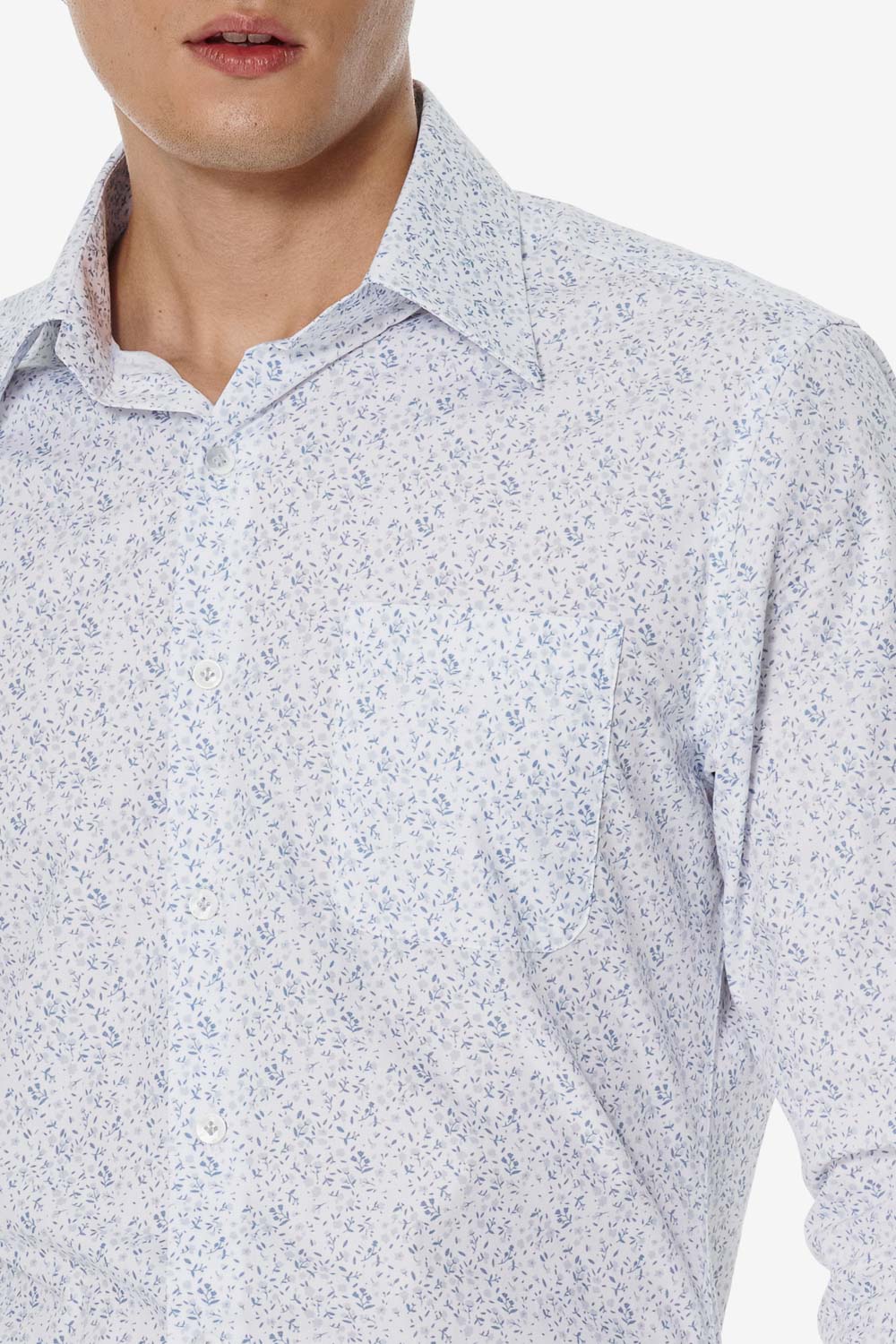 SST&C Ligh Gray-Blue Floral Slim Fit Shirt | 00062503001_3