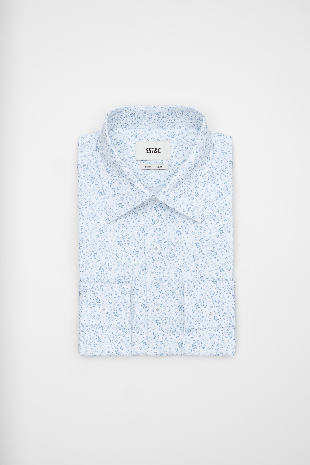 SST&C Ligh Gray-Blue Floral Slim Fit Shirt | 00062503001_6