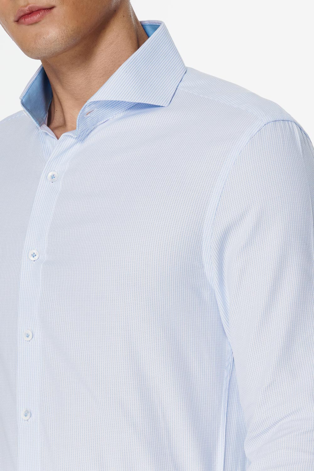 SST&C Light Blue Textured Slim Fit Shirt | 00062503005_2