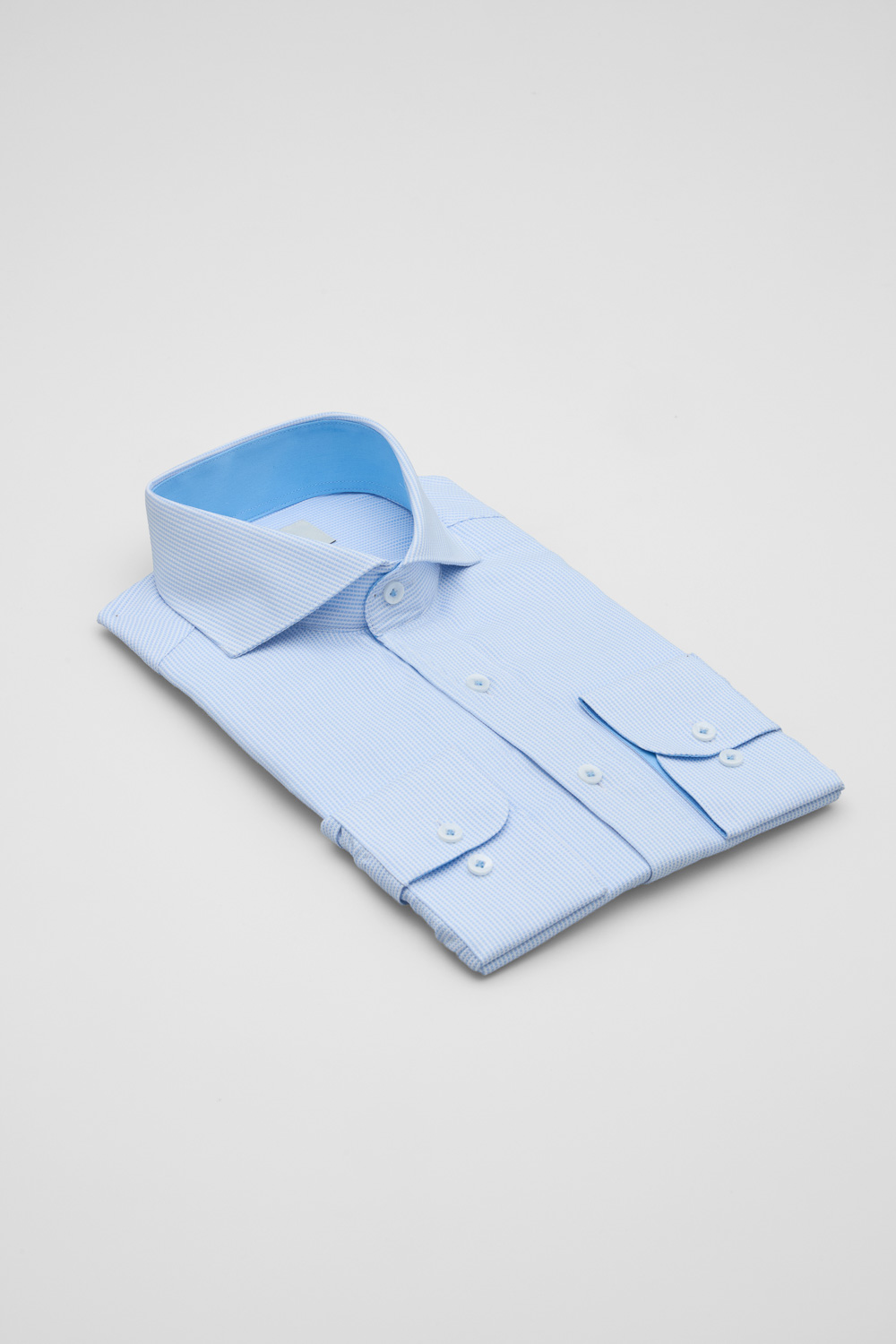 SST&C Light Blue Textured Slim Fit Shirt | 00062503005_4