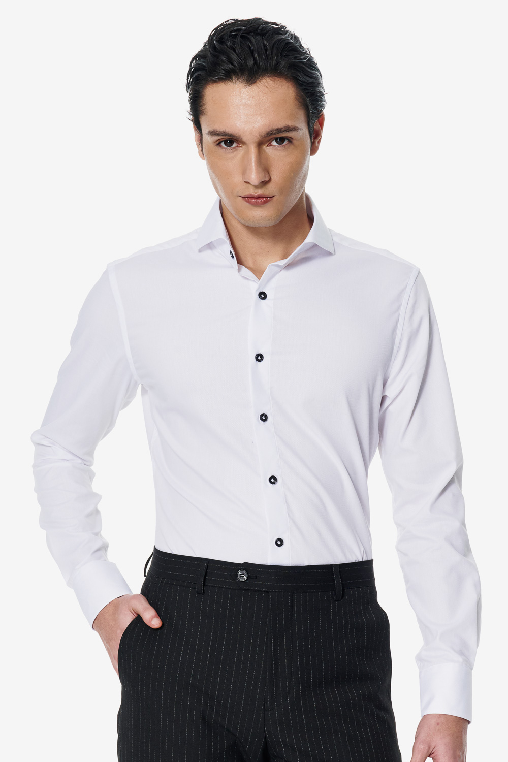 SST&C White Textured Slim Fit Shirt | 00062503006_0