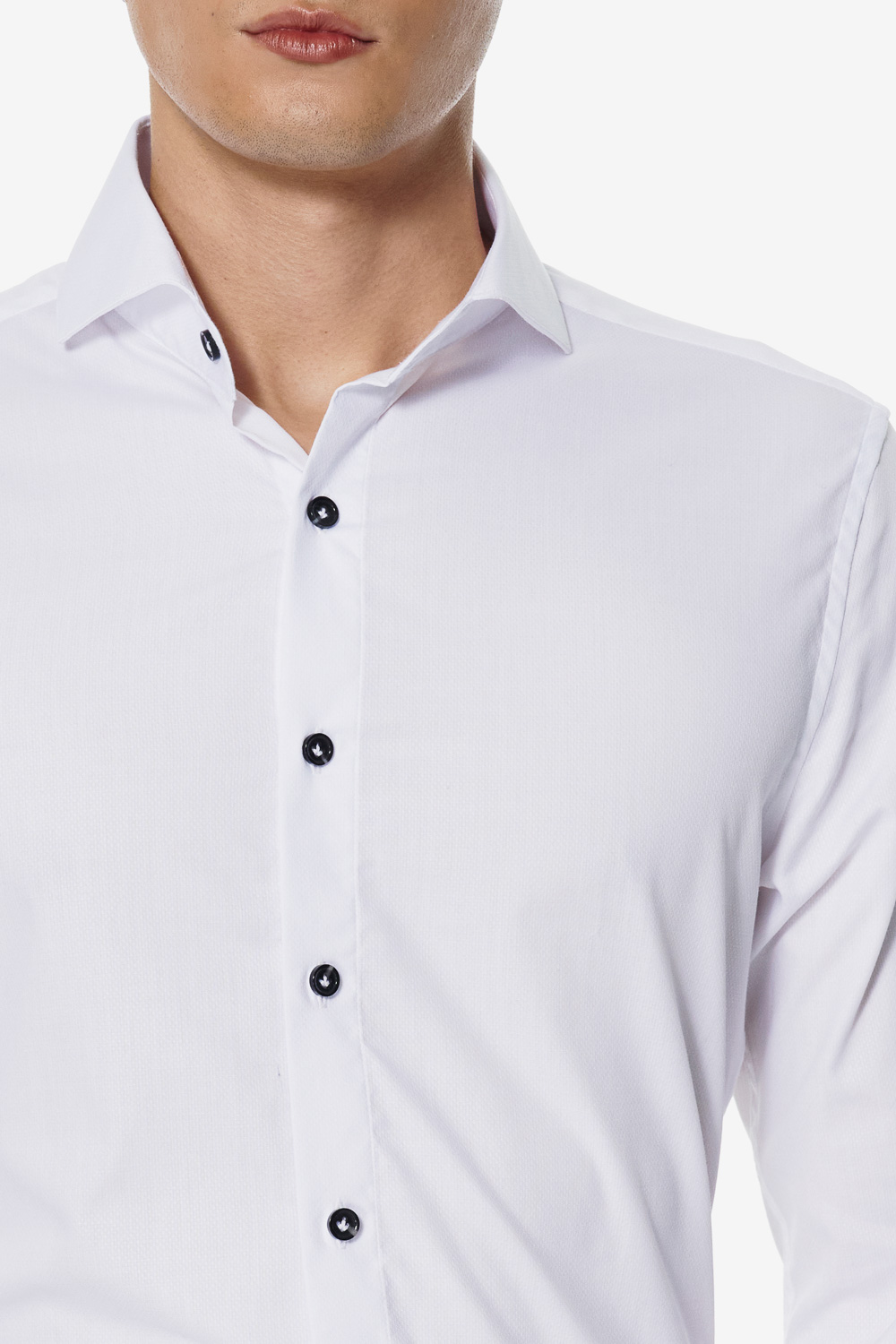 SST&C White Textured Slim Fit Shirt | 00062503006_3
