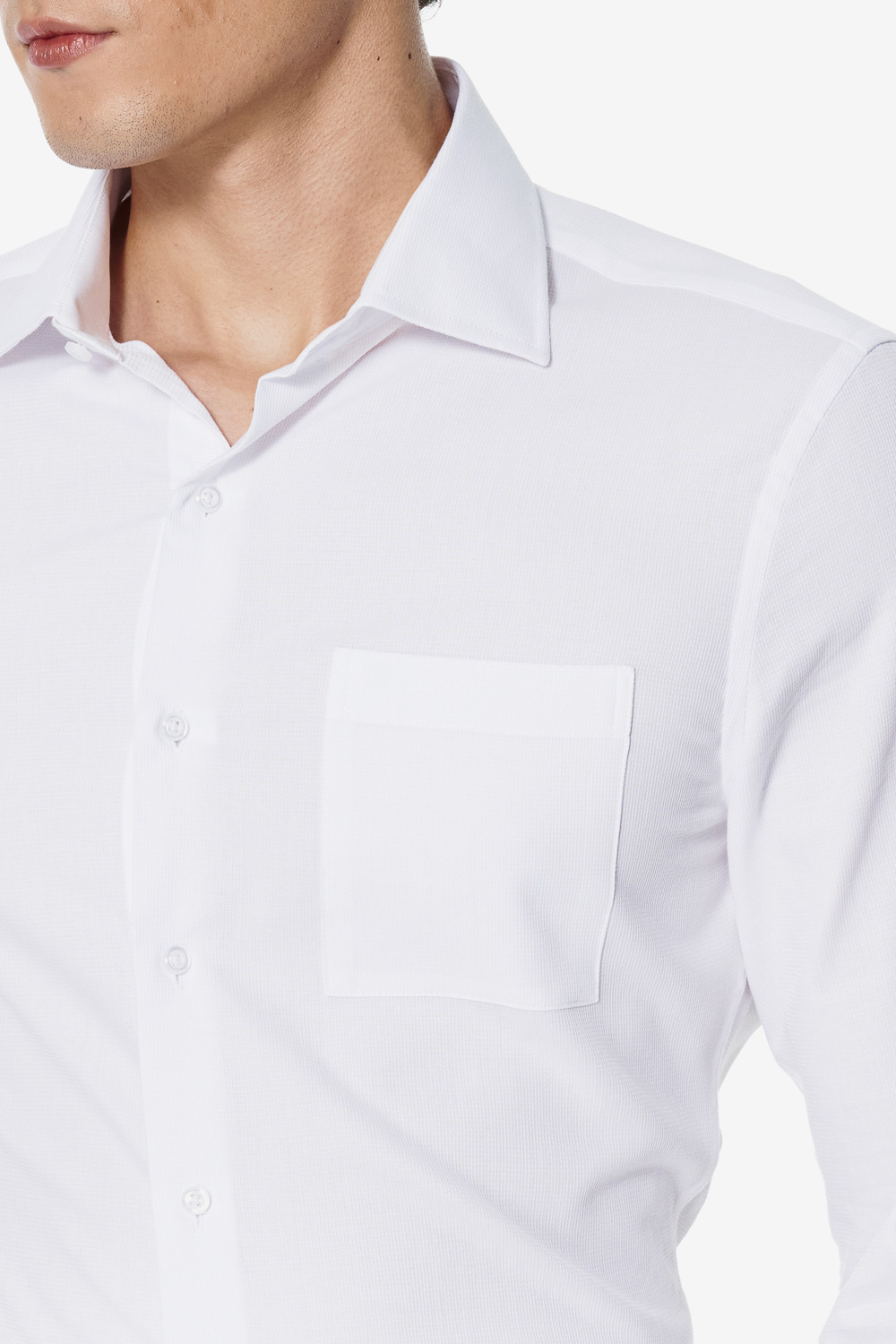 SST&C White Textured Slim Fit Shirt | 00062503007_3