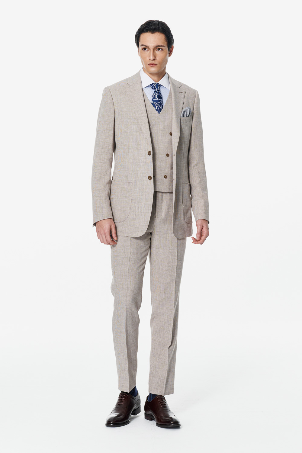 SST&C Sky Blue Houndstooth Textured Slim Fit Shirt | 00062503009_2