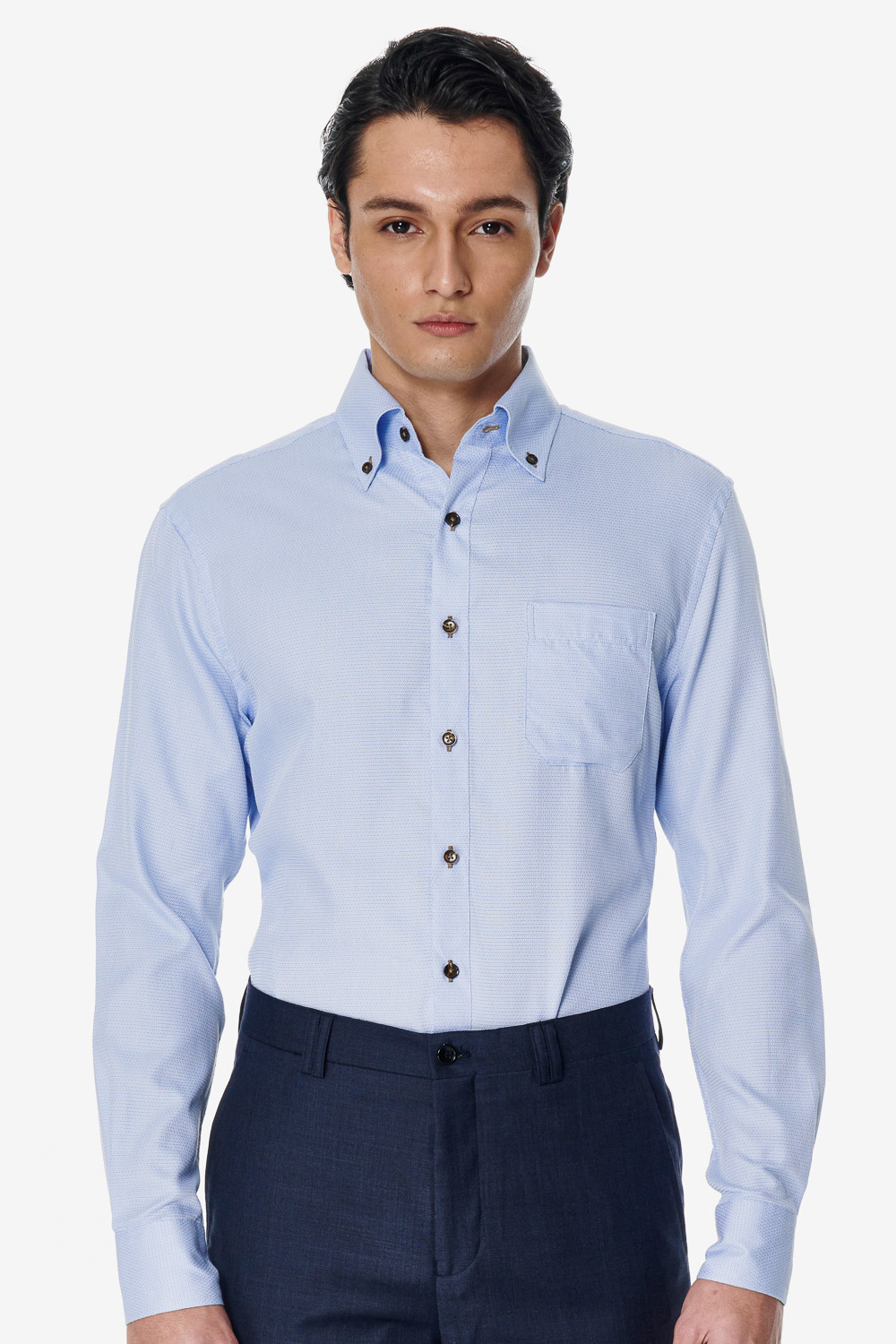 SST&C Light Blue Textured Classic Fit Shirt | 00062503011_0