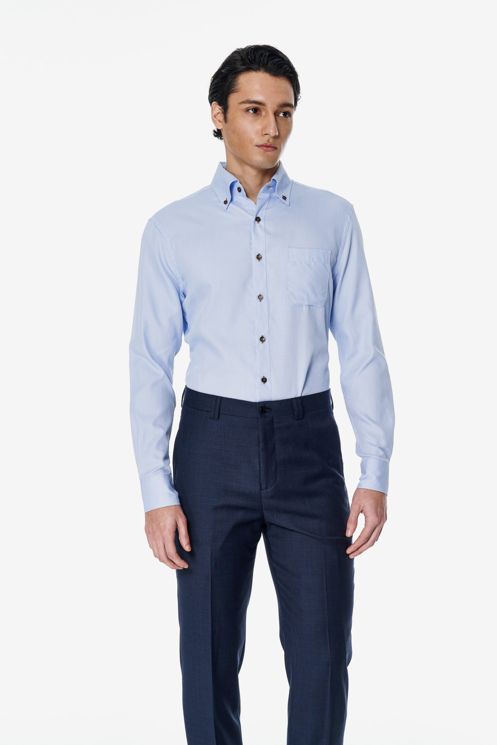 SST&C Light Blue Textured Classic Fit Shirt | 00062503011_1