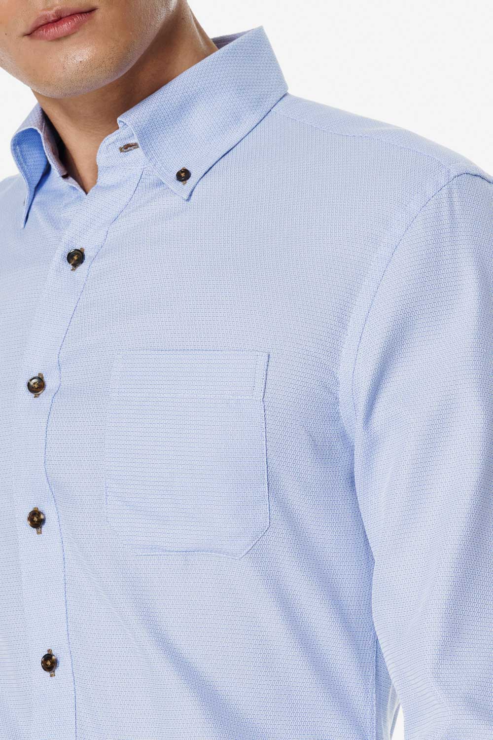SST&C Light Blue Textured Classic Fit Shirt | 00062503011_2