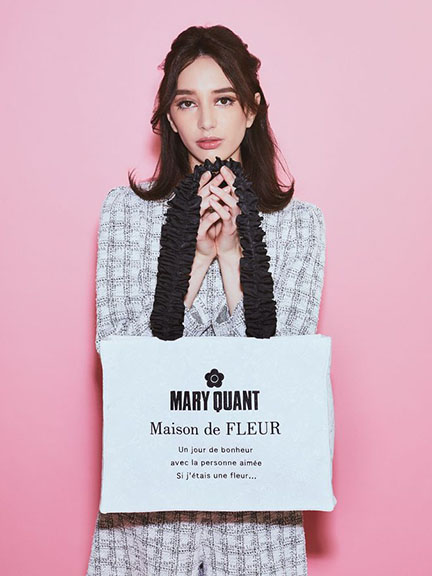 MARY QUANT聯名-極簡黑白荷葉褶邊方形手提包【M】(08000109300) - Maison de FLEUR