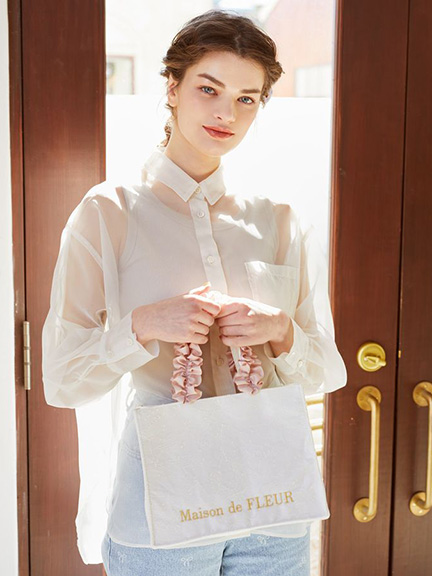 【WEB限定】典雅蕾絲荷葉褶邊方形手提包【S】(08000140100) - Maison de FLEUR
