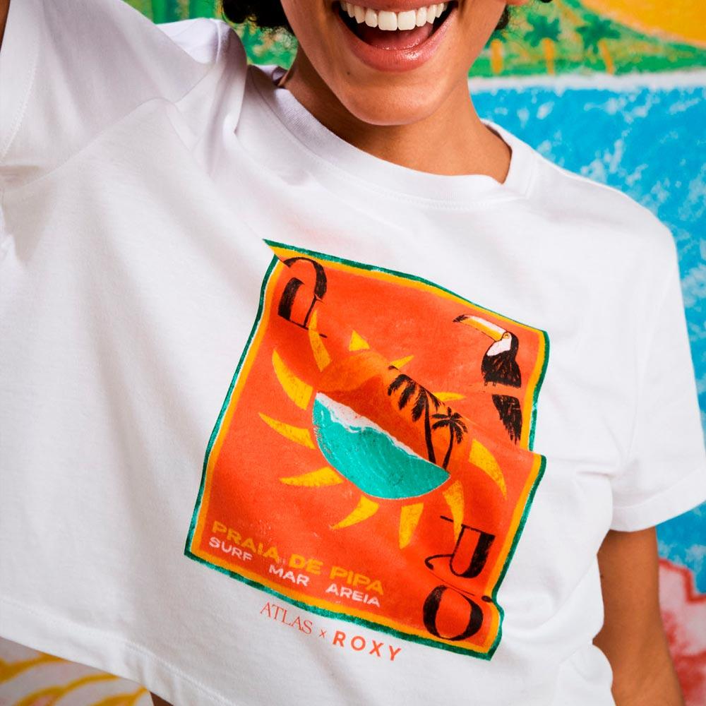 【ROXY】ATLAS OCEANREGULAR CROP 聯名短袖T恤 紅色系 (ERJZT05921)_1