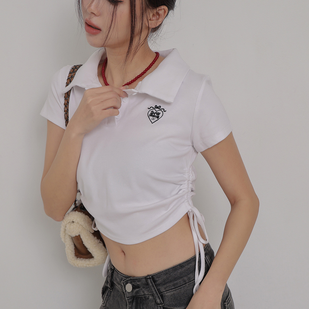 雙抽繩刺繡POLO衫-白【KT224263】_3