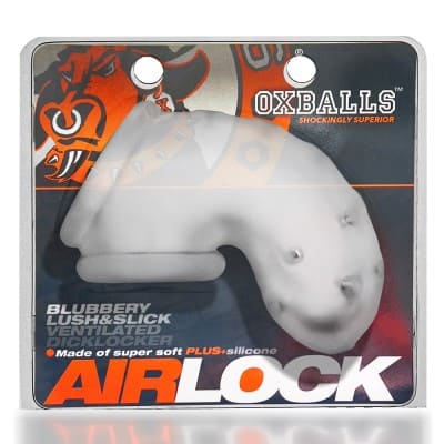 美國 OXBALLS【鎖精鳥籠】AIRLOCK 彈性洞洞貞操鎖 (OX-3086-CLRICE/OX-3086-BLKICE)_0