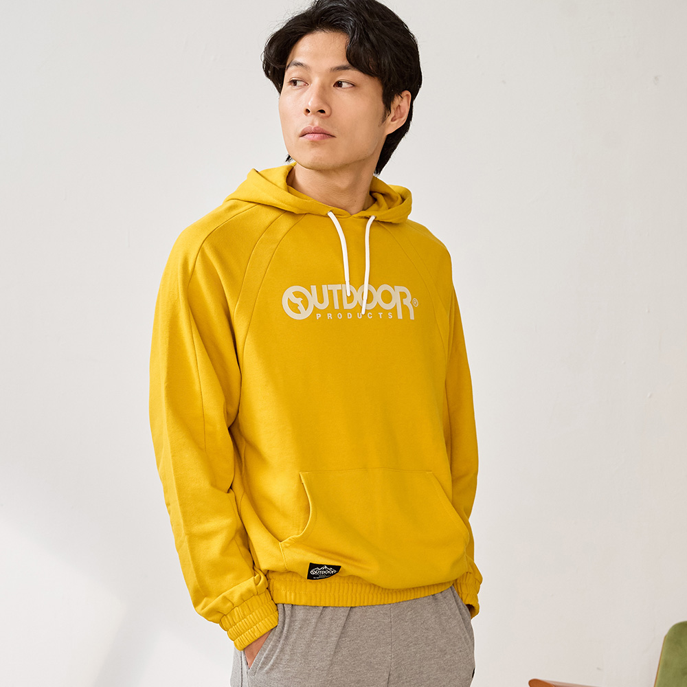 【OUTDOOR】LOGO長袖連帽口袋運動T恤-芥黃色 OD222306YL (ODCLO)