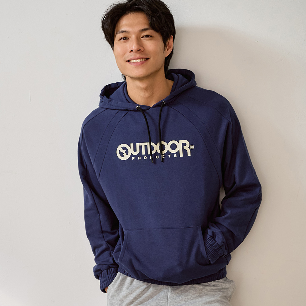 【OUTDOOR】LOGO長袖連帽口袋運動T恤-深藍色 OD222306NY (ODCLO)