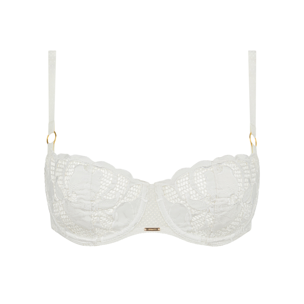 【Chantelle】1/2網紗無襯內衣>BCD>綢緞白(12Q50_A32)【Fleurs Signature】_4