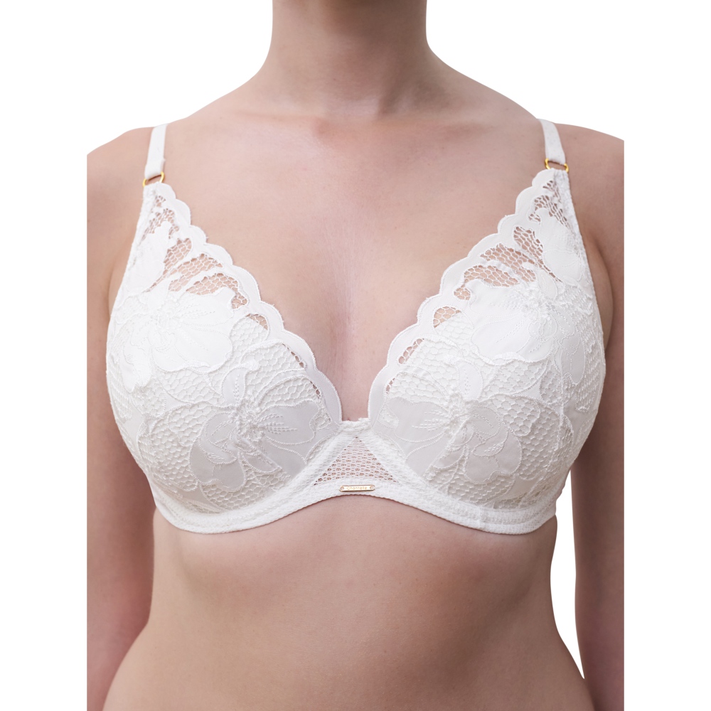 【Chantelle】集中托高內衣>BCD罩杯>綢緞白(12Q20_A32)【Fleurs Signature】_1