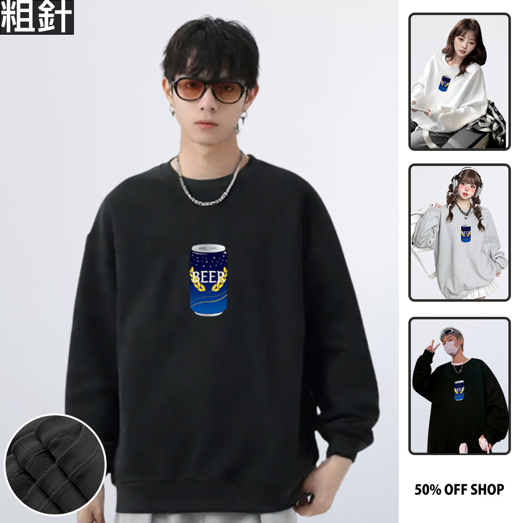 日本SUNTORY三得利金麥啤酒 粗針純棉落肩大學TEE_0