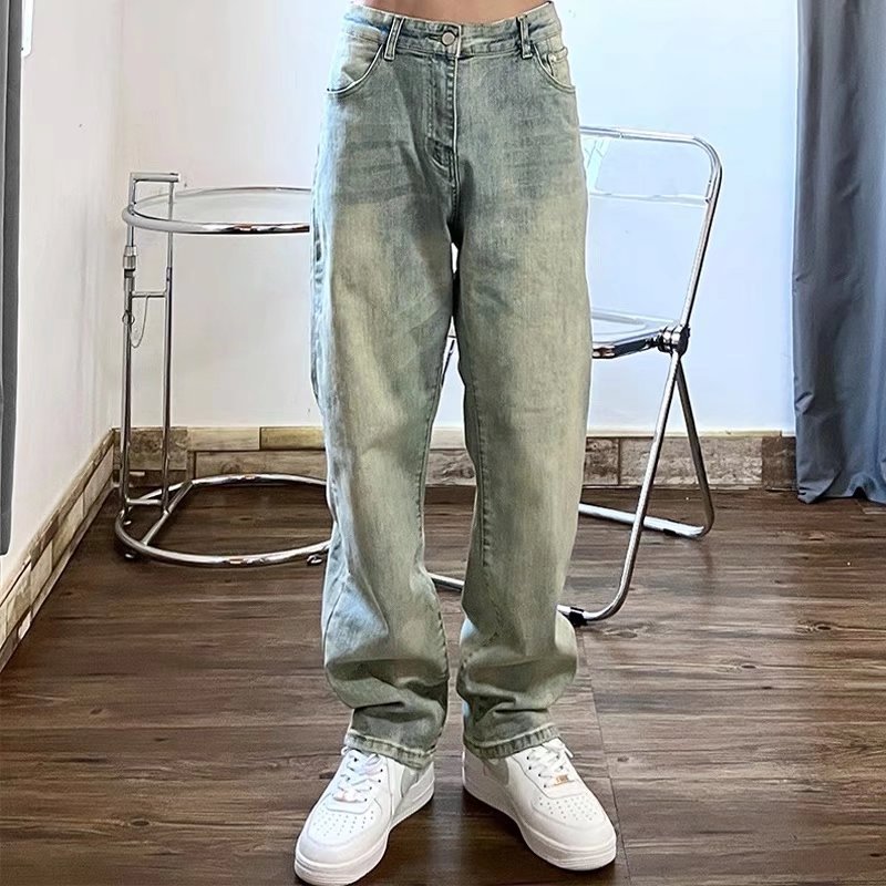 經典直筒寬松牛仔褲_0