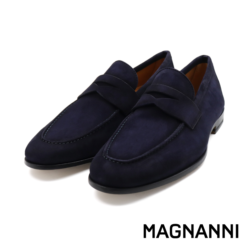 【MAGNANNI】西班牙原廠手工麂皮質感便士樂福鞋 藍色(23802-NAVYS)