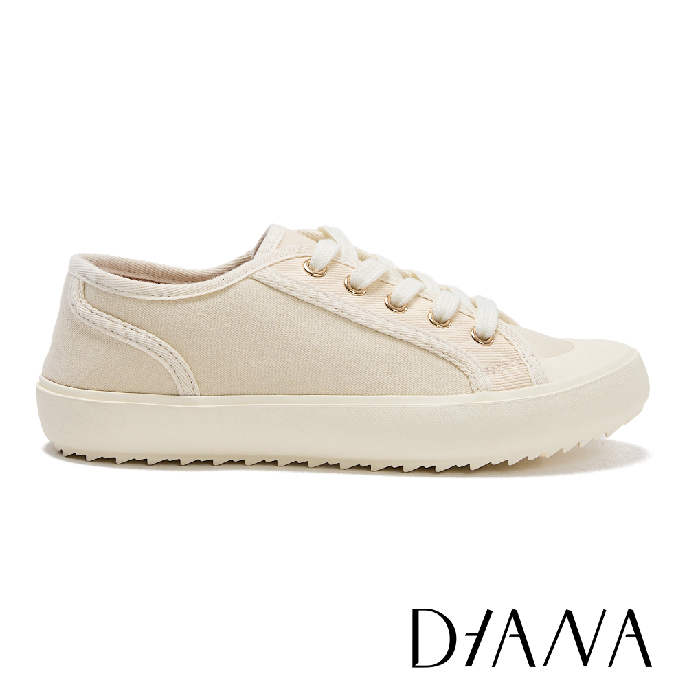 DIANA 舒適百搭牛仔布厚底休閒鞋 米色 #55343