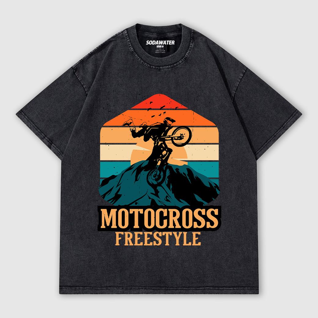 MOTOCROSS FREESTYLE 飛越山嵐極限越野摩托車 大圖 男女款純棉落肩短TEE 台灣獨家_0