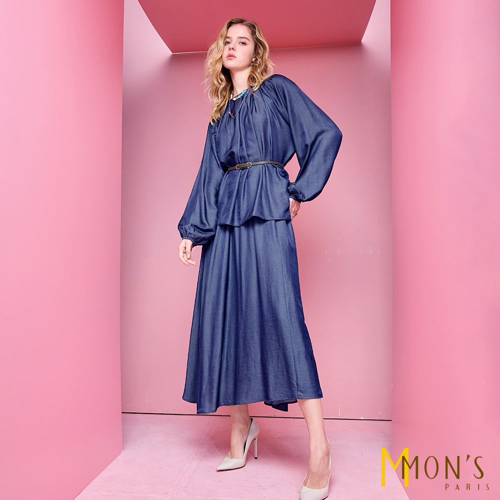 NEW∎天絲丹寧柔光套裝_上衣+裙子2件組【MON’S 流行服飾】_6