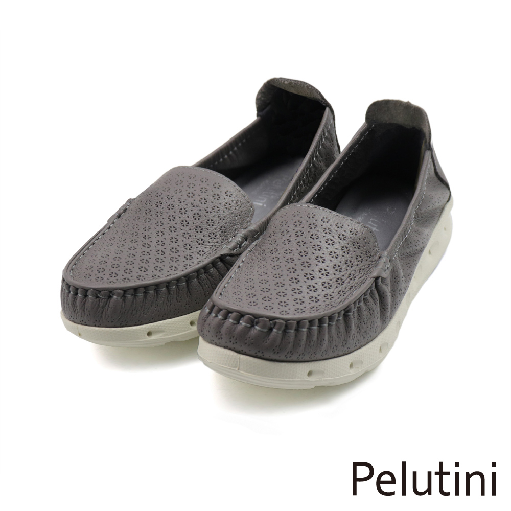 【Pelutini】輕量雕花造型懶人氣墊休閒鞋 灰色(535112W-GRY)