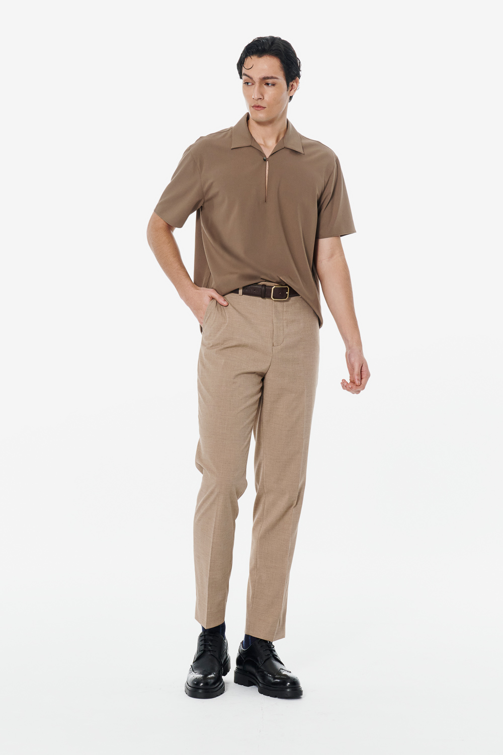 SST&C Brown Loop Fastening Shirt | 00092503001_1