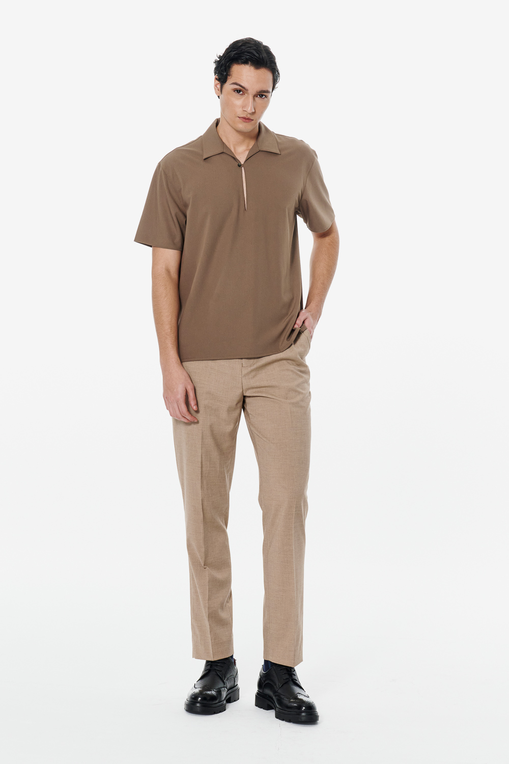 SST&C Brown Loop Fastening Shirt | 00092503001_2