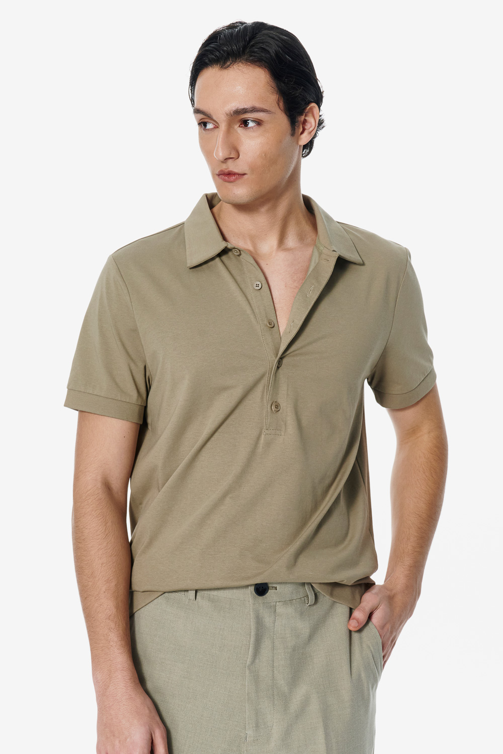 SST&C Military Green 5 Buttons POLO Shirt | 00232503001_0