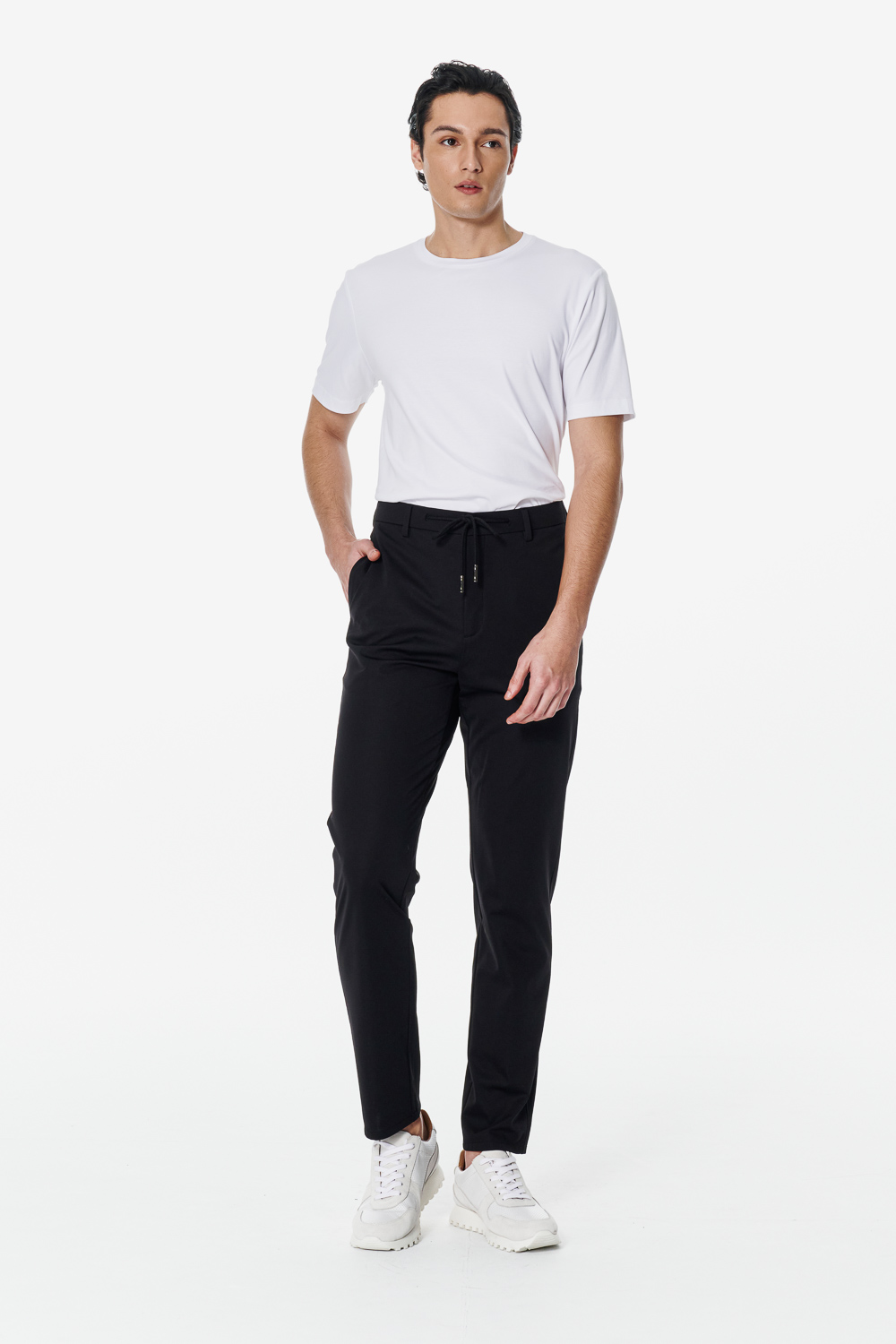 SST&C White Mercerized Cotton Crewneck T-Shirt | 00212503001_1