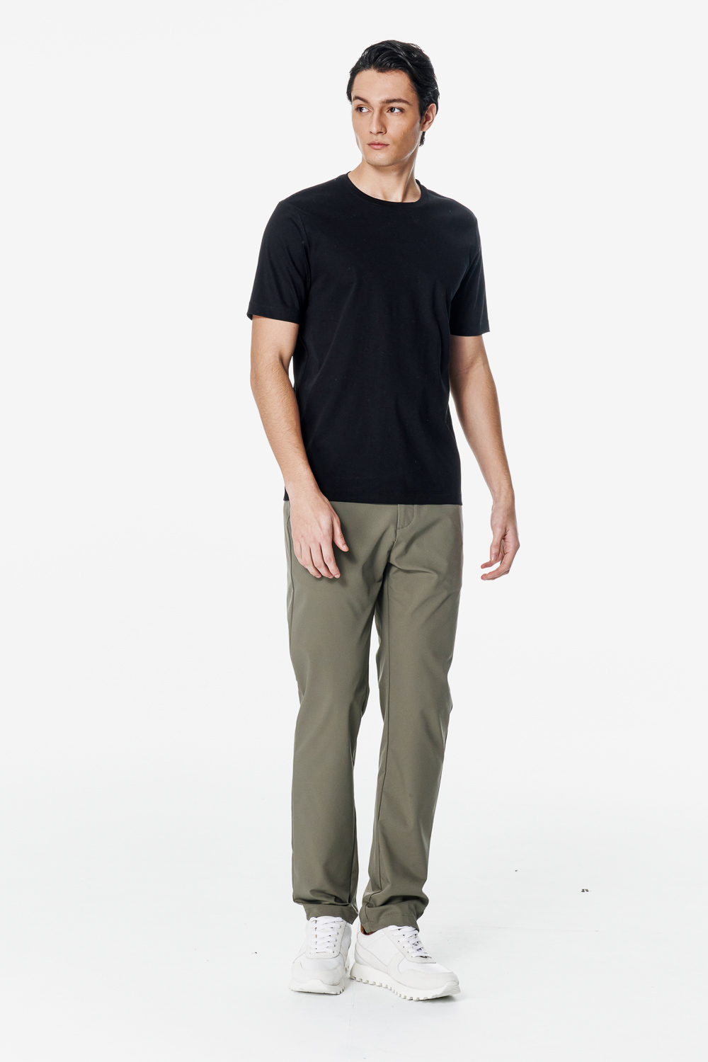 SST&C Black Mercerized Cotton Crewneck T-Shirt | 00212503002_1