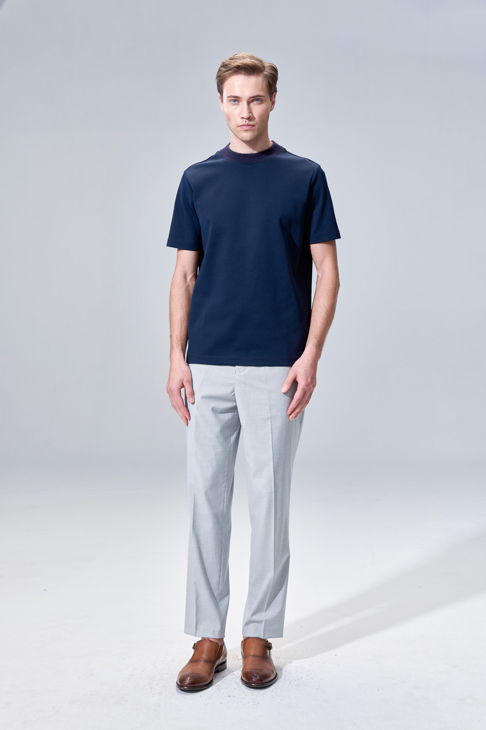 SST&C Navy Ice-feel High-neck T-shirt | 00212503005_1