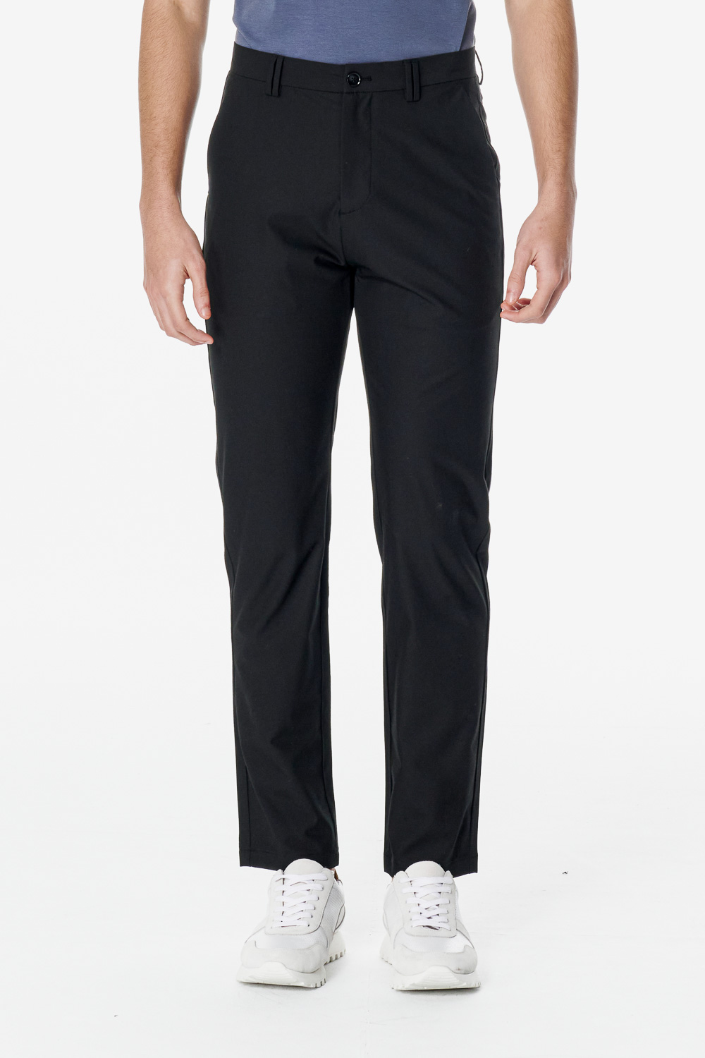 SST&C Black Slim-fit Cooling Casual Pants | 00162503001_0