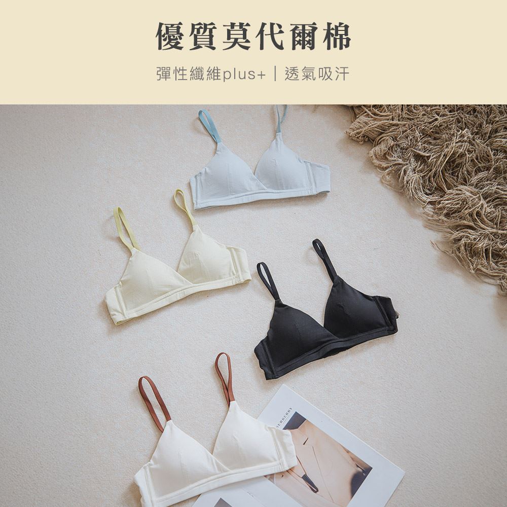 棉感時光 莫代爾棉交叉無鋼圈內衣 B579 (淺藍)_7