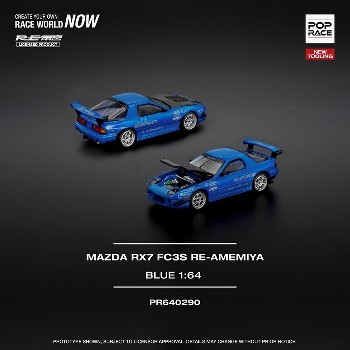 POP RACE 1/64 馬自達 MAZDA RX7 (FC3S) RE-AMEMIYA RE-AMEMIYA BLUE PR640290_0