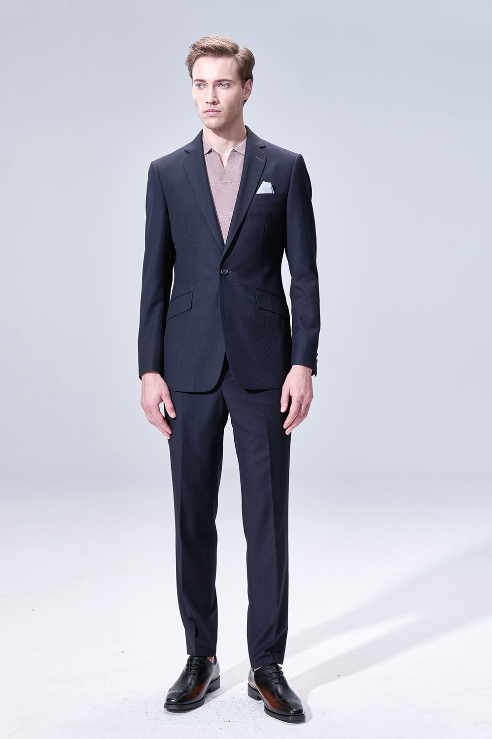 SST&C Midnight Blue Houndstooth Slim Suit | 00012503002_2