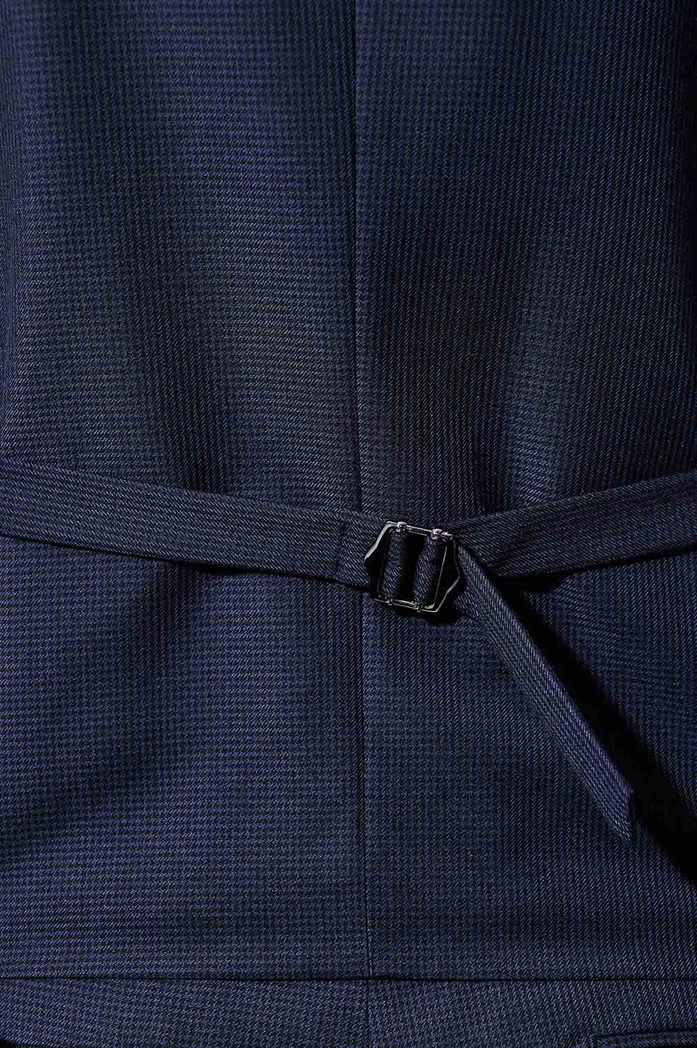 SST&C Midnight Blue Houndstooth Slim Waistcoat | 00032503002_3