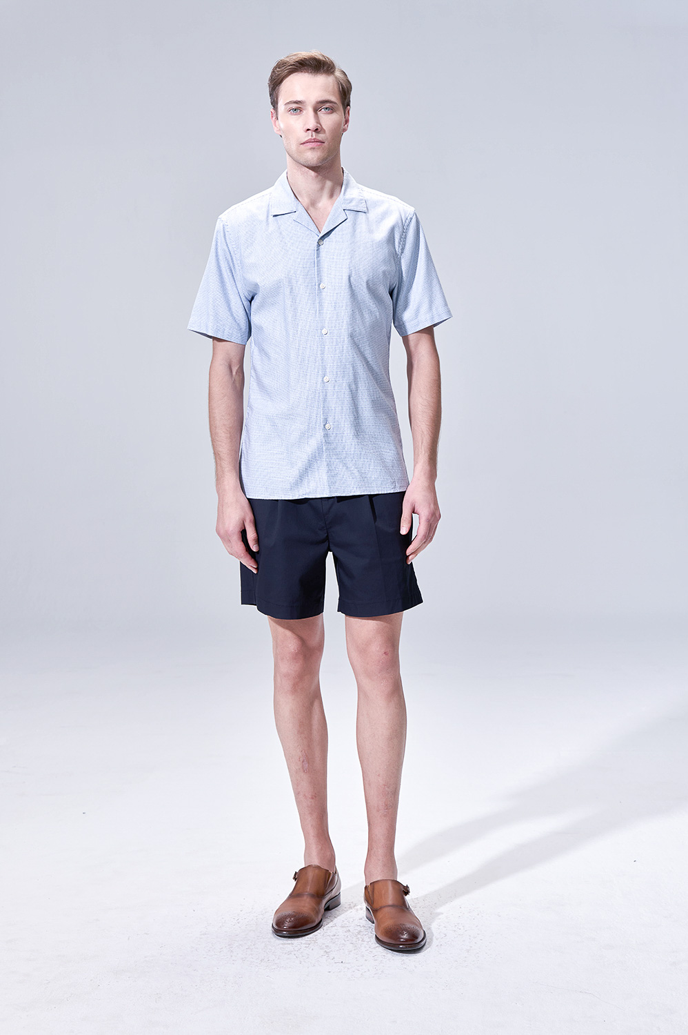 SST&C Blue Textured Leisure Fit Shirt | 00072503002_1