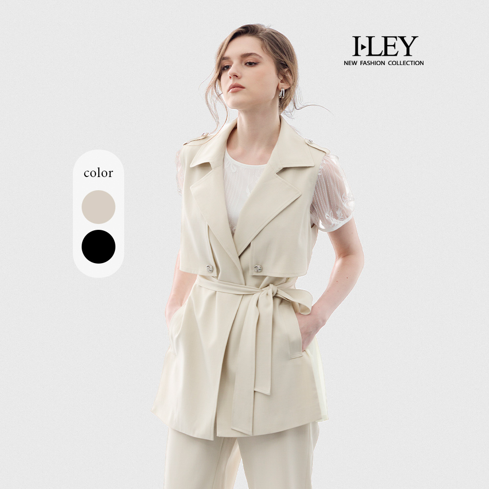 ILEY伊蕾 率性優雅異材質拼接背心外套(兩色；M-XL)_0