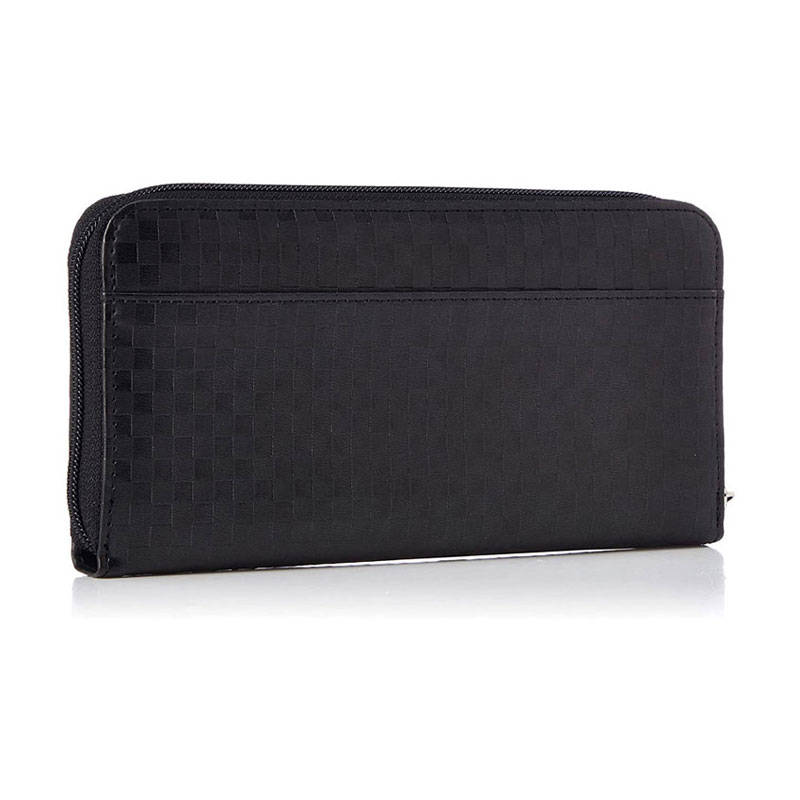 BEN DAVIS BDW-9194V1-01 CHECK LONG WALLET 方塊壓紋皮革 拉鍊 長夾 (黑色)_1