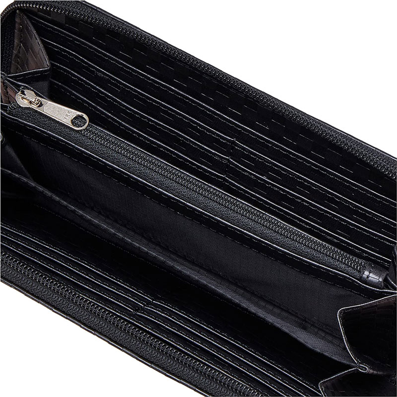 BEN DAVIS BDW-9194V1-01 CHECK LONG WALLET 方塊壓紋皮革 拉鍊 長夾 (黑色)_2