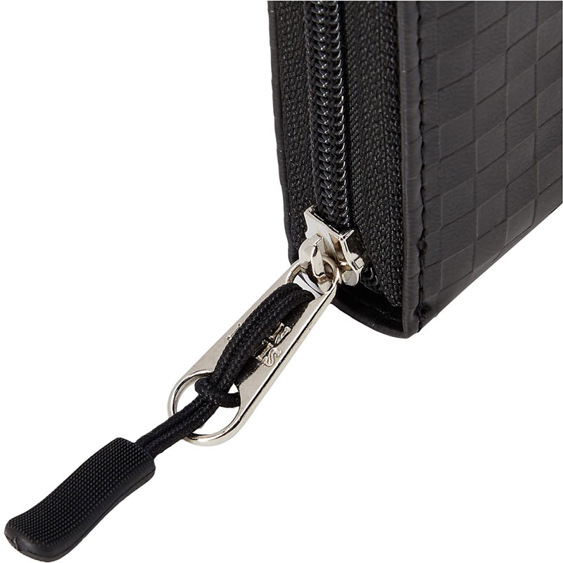BEN DAVIS BDW-9194V1-01 CHECK LONG WALLET 方塊壓紋皮革 拉鍊 長夾 (黑色)_4