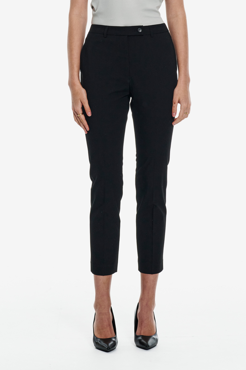 SST&C Black Slim Fit Trousers | 01022503001_0