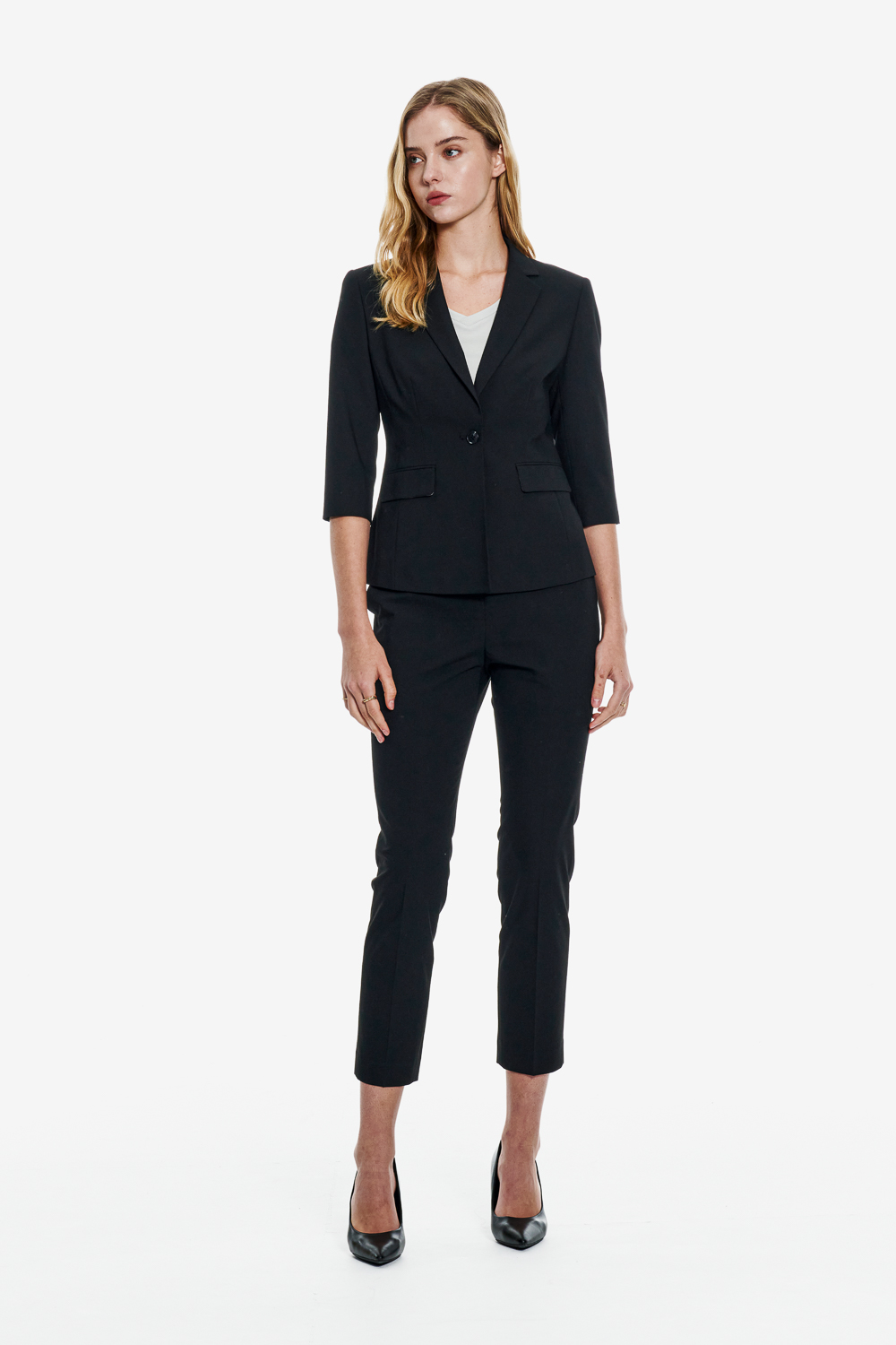 SST&C Black Slim Fit Trousers | 01022503001_2