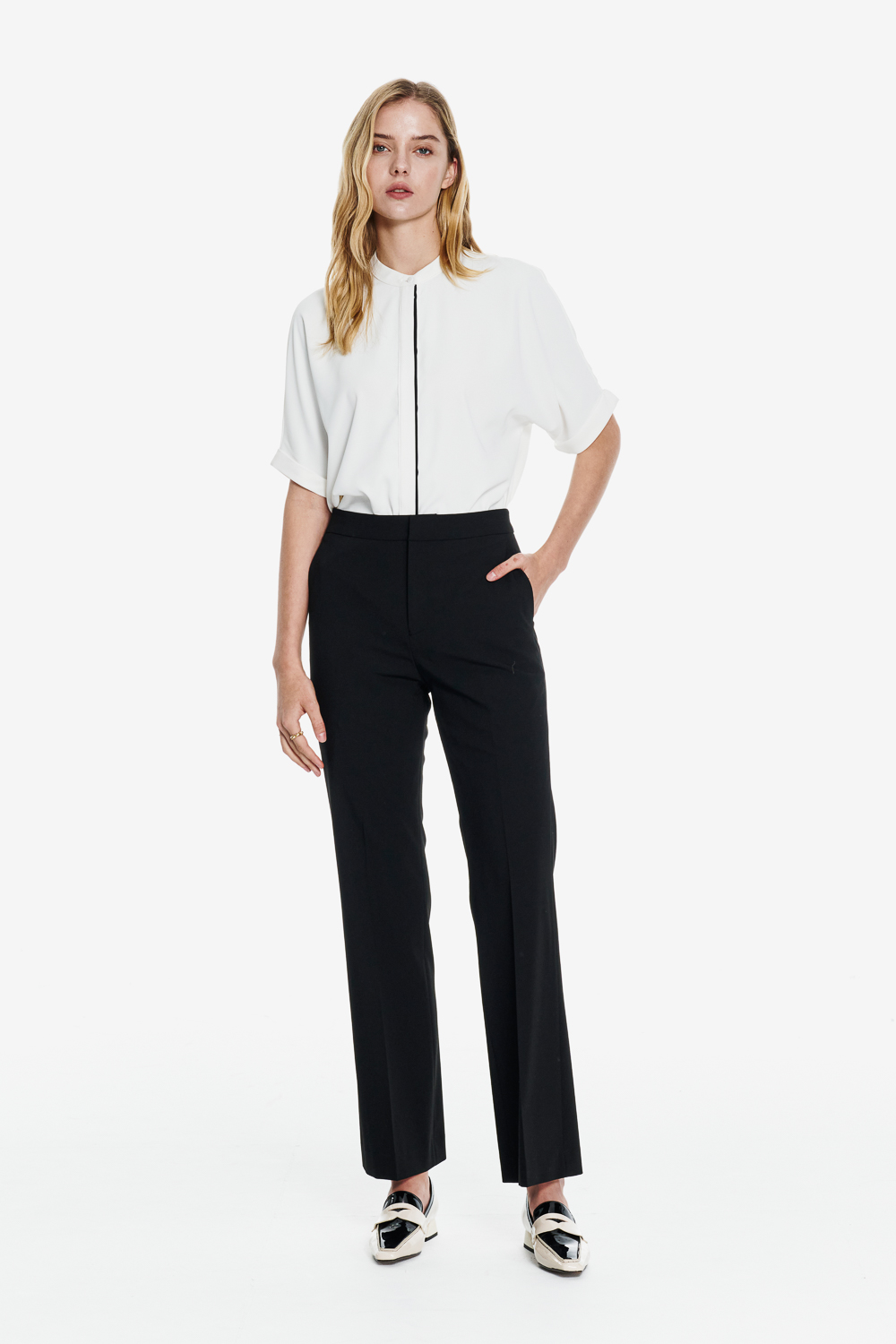 SST&C Black Classic Fit Trousers | 01022503002_1